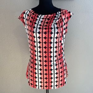 Ladies Peach, Black, & White Runaway Dot Blouse